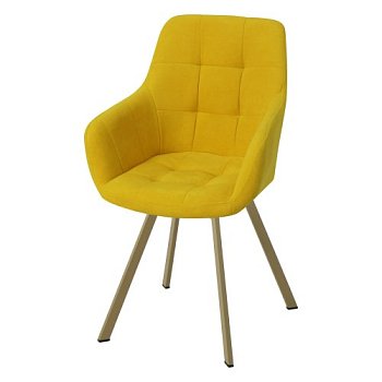 Стул-кресло на металлокаркасе мягкий желтый (арт 24525) - Фото 2