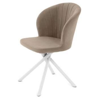 Стул ножки белые мягкий слоновая кость с обивкой из велюра (арт 35330) - Фото 2