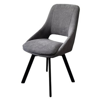 Стул с черными ножками мягкий серый из велюра (арт 30760) - Фото 2