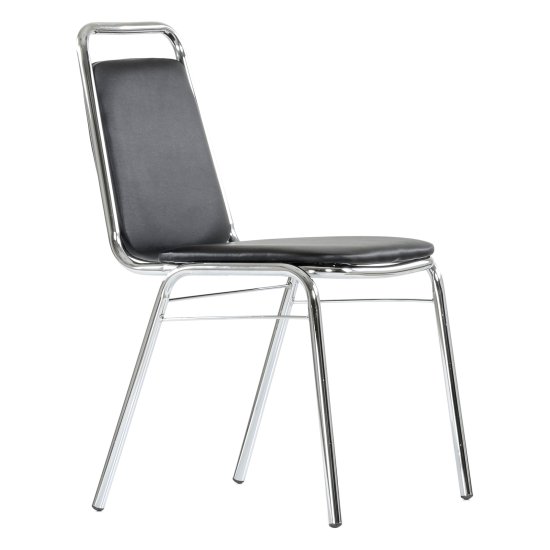 Стул на металлокаркасе мягкий черный из экокожи (арт 29136) Фото 1