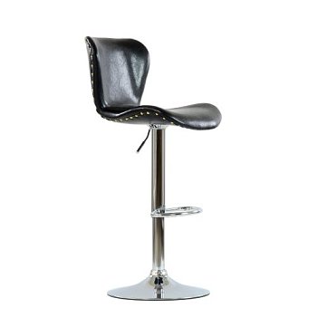 Барный стул на металлокаркасе черный из экокожи (арт 6549) - Фото 2