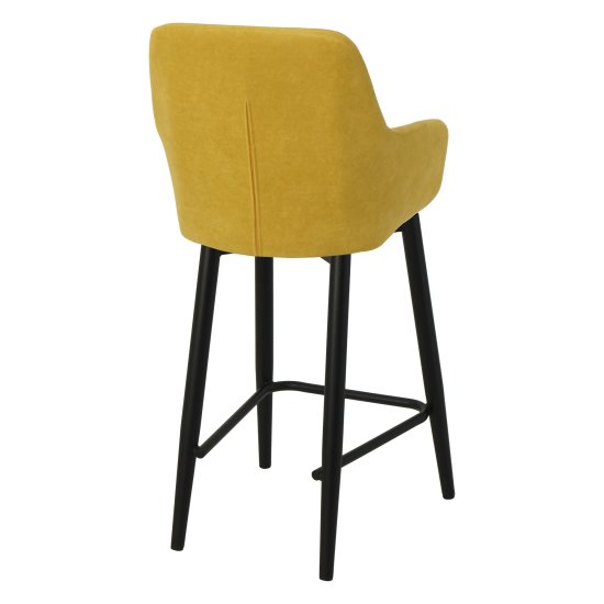 Полубарный стул с подлокотниками желтый из велюра (арт 20177) Фото 2