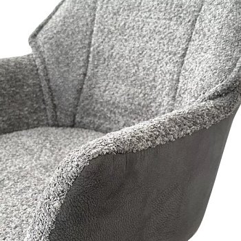 Полукресло на металлическом каркасе мягкое серое (арт 33664) - Фото 2