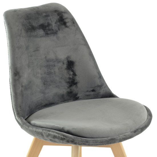 Стул с мягким сидением серый из велюра (арт 11896) Фото 4