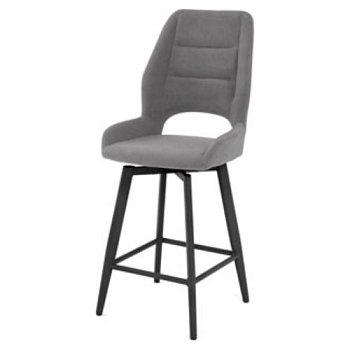 Полубарный стул мягкий серый из велюра современный (арт 35539) - Фото 2