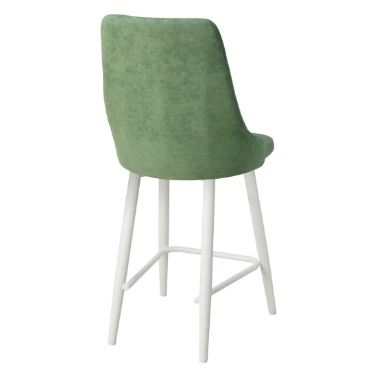Барный стул на металлокаркасе мягкий зеленый велюровый (арт 23017) Фото 2