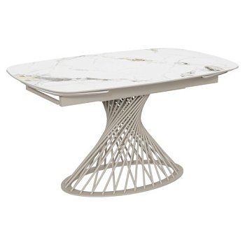 Стол раскладной полуовальный с керамической столешницей (арт 35193) - Фото 2