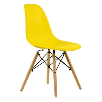 Стул дизайнерский деревянный желтый пластиковый eames (арт 10864) - Фото 2