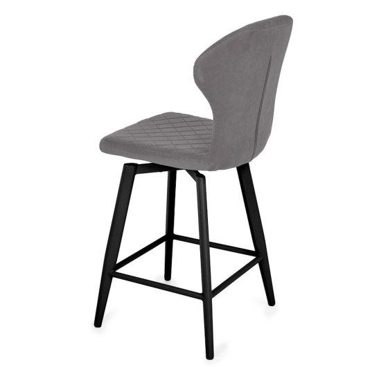 Барный стул серый из велюра современный (арт 34159) Фото 2
