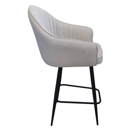 Стул полубарный с мягкой обивкой с подлокотниками бежевый (арт 31852) Фото 1