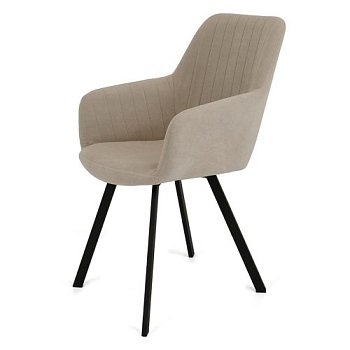 Стул с черными ножками мягкий бежевый велюровый (арт 22226) - Фото 2