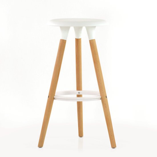 Стул барный из массива дерева белый (арт 6441) Фото 2