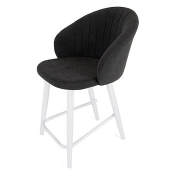 Полубарный стул на металлическом каркасе коричневый велюровый (арт 25291) - Фото 2