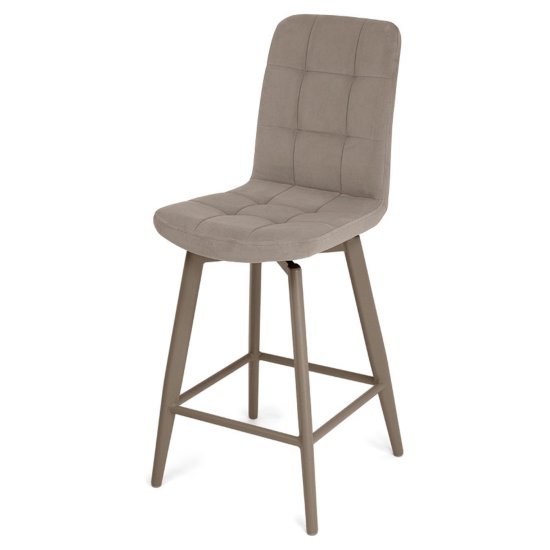 Стул полубарный кремовый из велюра (арт 35360) Фото 1