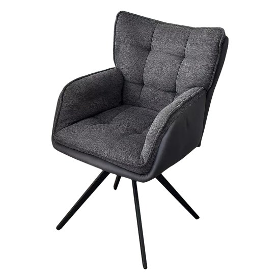 Стул на металлокаркасе с подлокотниками серый современный (арт 33812) Фото 1