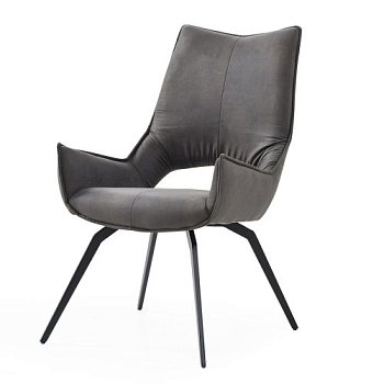 Стул-кресло дизайнерский металлический мягкий серый (арт 31472) - Фото 2