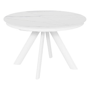 Стол обеденный раскладной керамический белый (арт 32715) - Фото 2