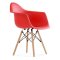 Полукресло дизайнерское деревянное с подлокотниками красное eames (арт 10860)