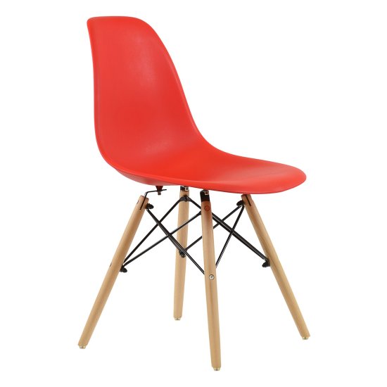 Стул дизайнерский деревянный красный пластиковый eames (арт 10865) Фото 1
