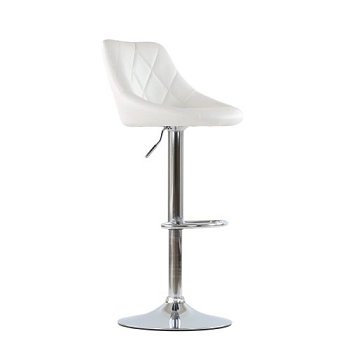 Барный стул ножки хром мягкий белый с обивкой из экокожи регулируемый (арт 5533) - Фото 2