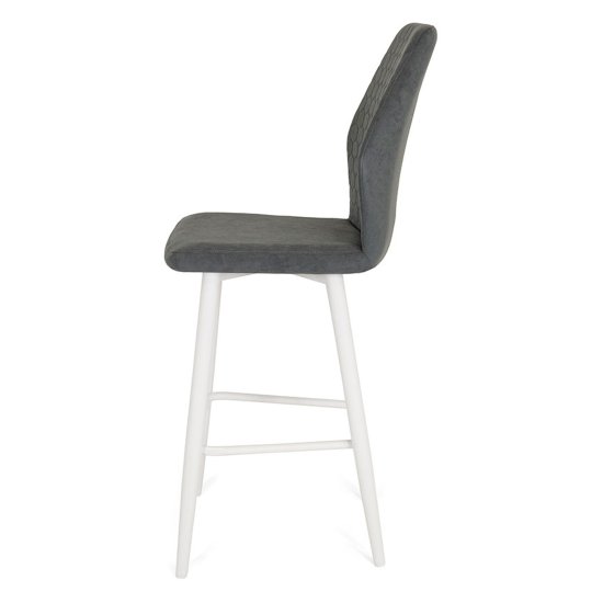 Стул барный на металлокаркасе серый из велюра (арт 20362) Фото 4