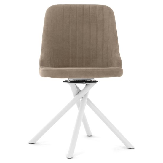 Стул с белыми ножками бежевый велюровый (арт 35542) Фото 7