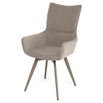 Стул дизайнерский с мягким сидением бежевый велюровый (арт 35583) - Фото 2