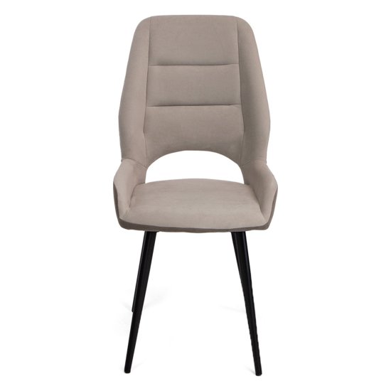 Стул на металлическом каркасе бежевый из велюра (арт 35462) Фото 6