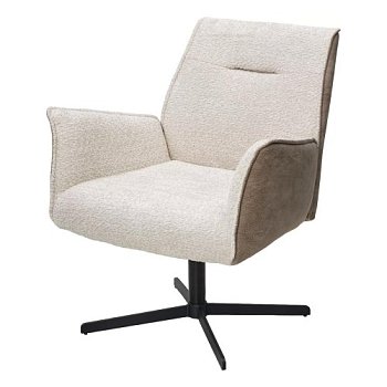 Стул-кресло ножки черные мягкий с подлокотниками бежевый (арт 33948) - Фото 2