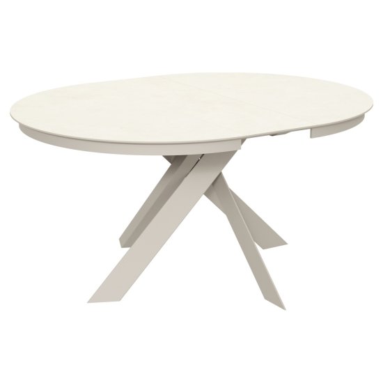 Кухонный стол раскладной круглый из керамогранита бежевый (арт 35159) Фото 2