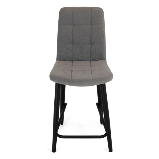 Полубарный стул мягкий серый из велюра (арт 18769) Фото 2