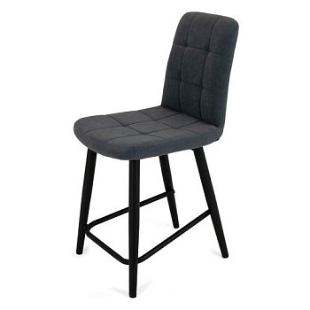 Полубарный стул на металлическом каркасе серый из велюра (арт 18766) - Фото 2