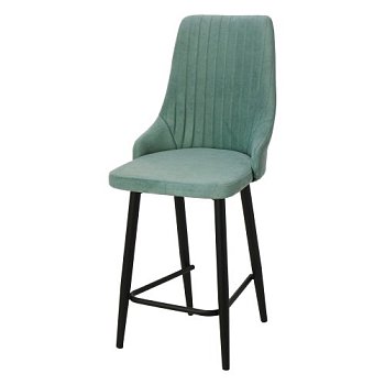 Стул полубарный мягкий мятный с обивкой из велюра (арт 23045) - Фото 2