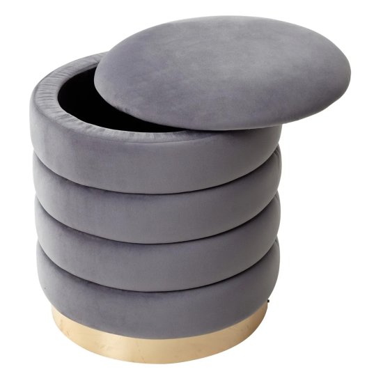 Пуф серый из велюра современный (арт 15864) Фото 2