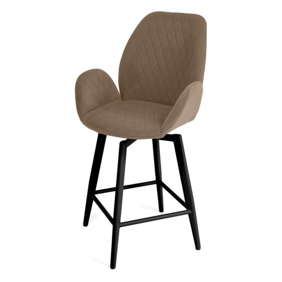 Барный стул на металлокаркасе мягкий велюровый (арт 33593) Фото 7