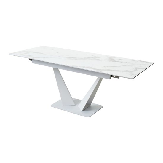 Стол дизайнерский раздвижной со стеклянной столешницей белый (арт 15645) Фото 6