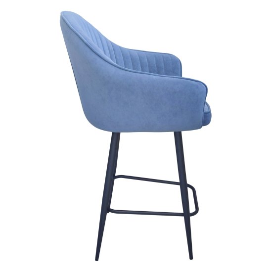 Полубарный стул мягкий с подлокотниками синий (арт 31858) Фото 1
