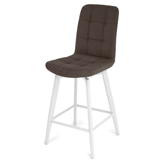 Стул полубарный мягкий бежевый из велюра (арт 35355) Фото 1