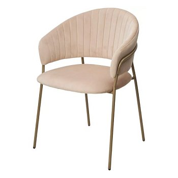 Стул интерьерный мягкий с подлокотниками кремовый (арт 34112) - Фото 2