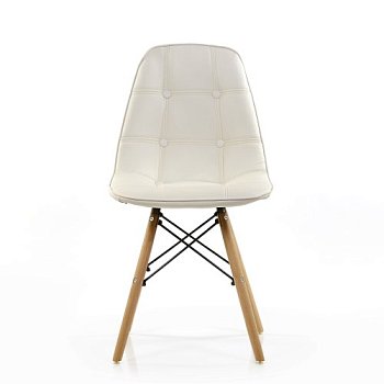Стул дизайнерский деревянный мягкий белый из экокожи eames (арт 5231) - Фото 2