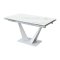 Стол дизайнерский раздвижной со стеклянной столешницей белый (арт 15645)