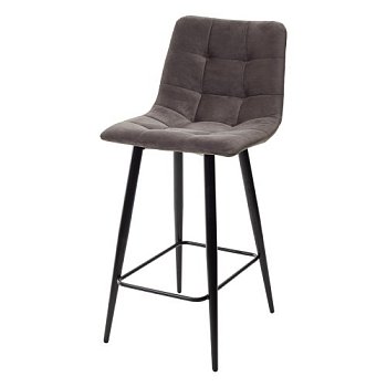 Полубарный стул на металлокаркасе мягкий серый из велюра (арт 15142) - Фото 2