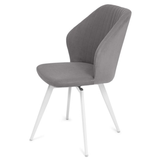 Стул на металлокаркасе серый из велюра (арт 25780) Фото 7