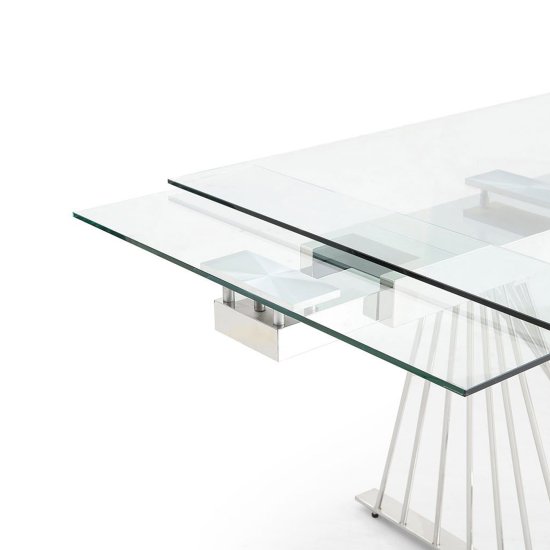 Кухонный стол раздвижной стеклянный прозрачный 180 см (арт 31470) Фото 4
