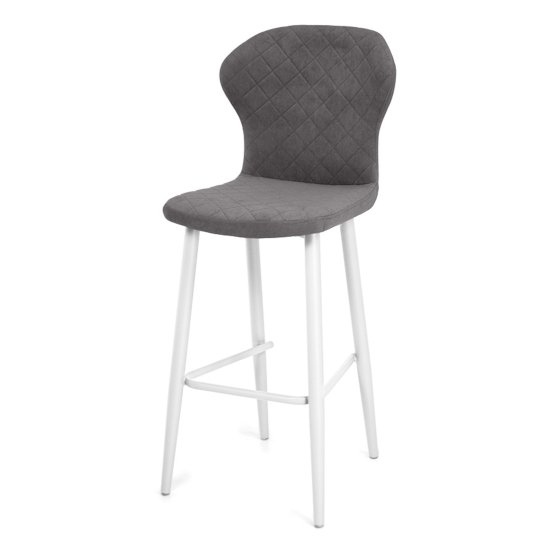 Барный стул на металлокаркасе мягкий серый современный (арт 34140) Фото 5