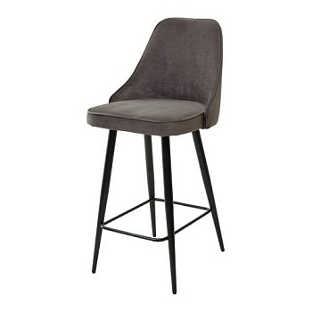 Стул полубарный мягкий серый с обивкой из велюра (арт 11525) - Фото 2