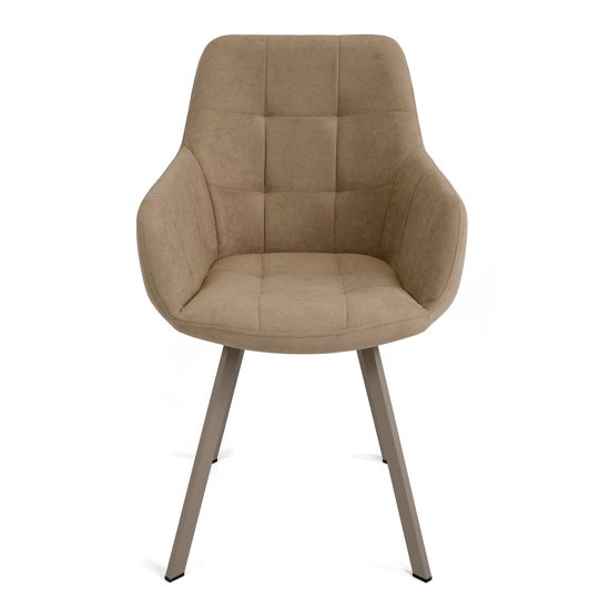 Стул на металлокаркасе мягкий кремовый из велюра (арт 24526) Фото 2