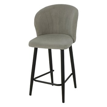 Полубарный стул на металлокаркасе мягкий серый из велюра (арт 22612) - Фото 2