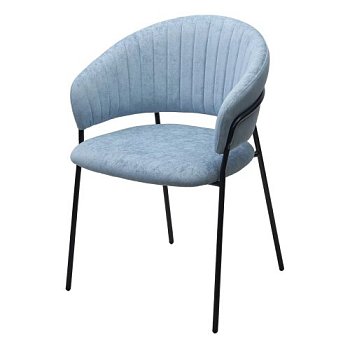 Стул интерьерный на металлокаркасе с подлокотниками голубой (арт 33615) - Фото 2