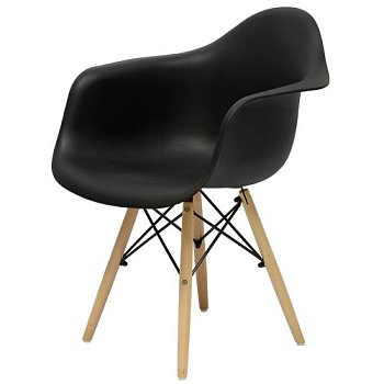 Стул-кресло с подлокотниками черный пластиковый eames style (арт 2337) - Фото 2